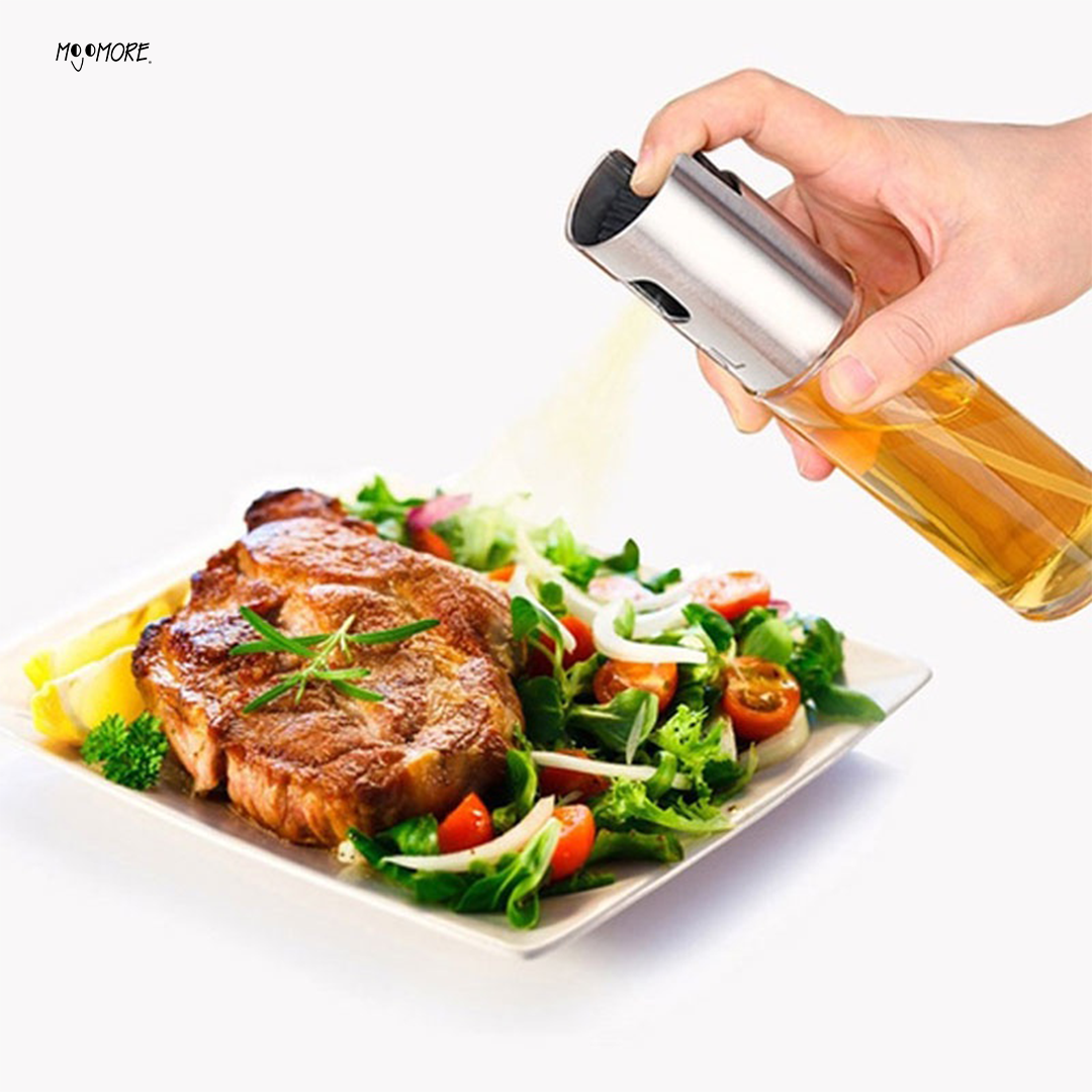 Mojomore Oil spray bottle push spray glass oil bottle kitchen household barbecue stainless steel oil spray bottle