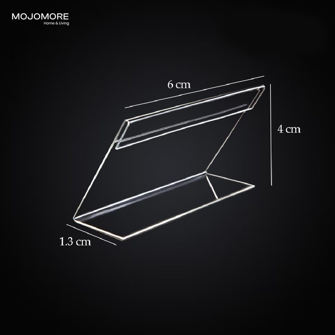 MOJOMORE L Shape Table Sign Display Stand Name Price Card Holder For Retail Bakery Buffet Acrylic Clear Price Name Card