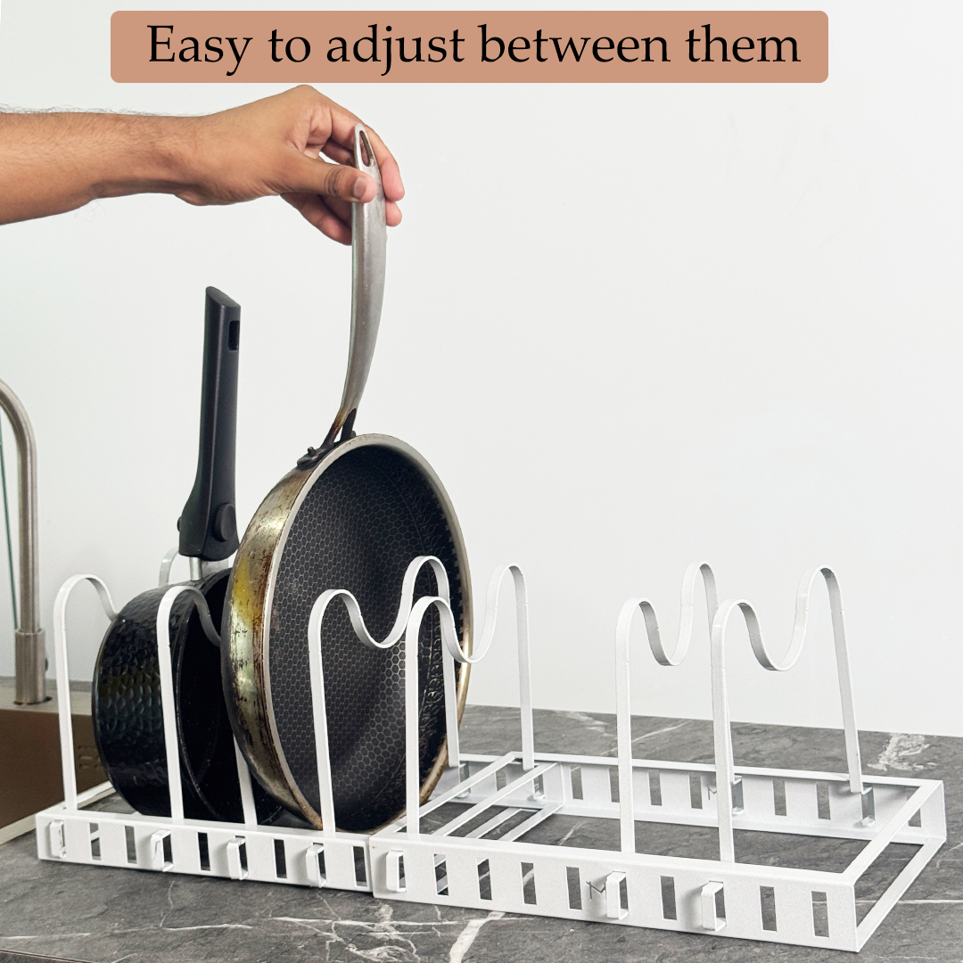 Mojomore Adjustable Extendable Pot Pan Rack Dish Plate Storage Chop Board & Pot Cover Holder