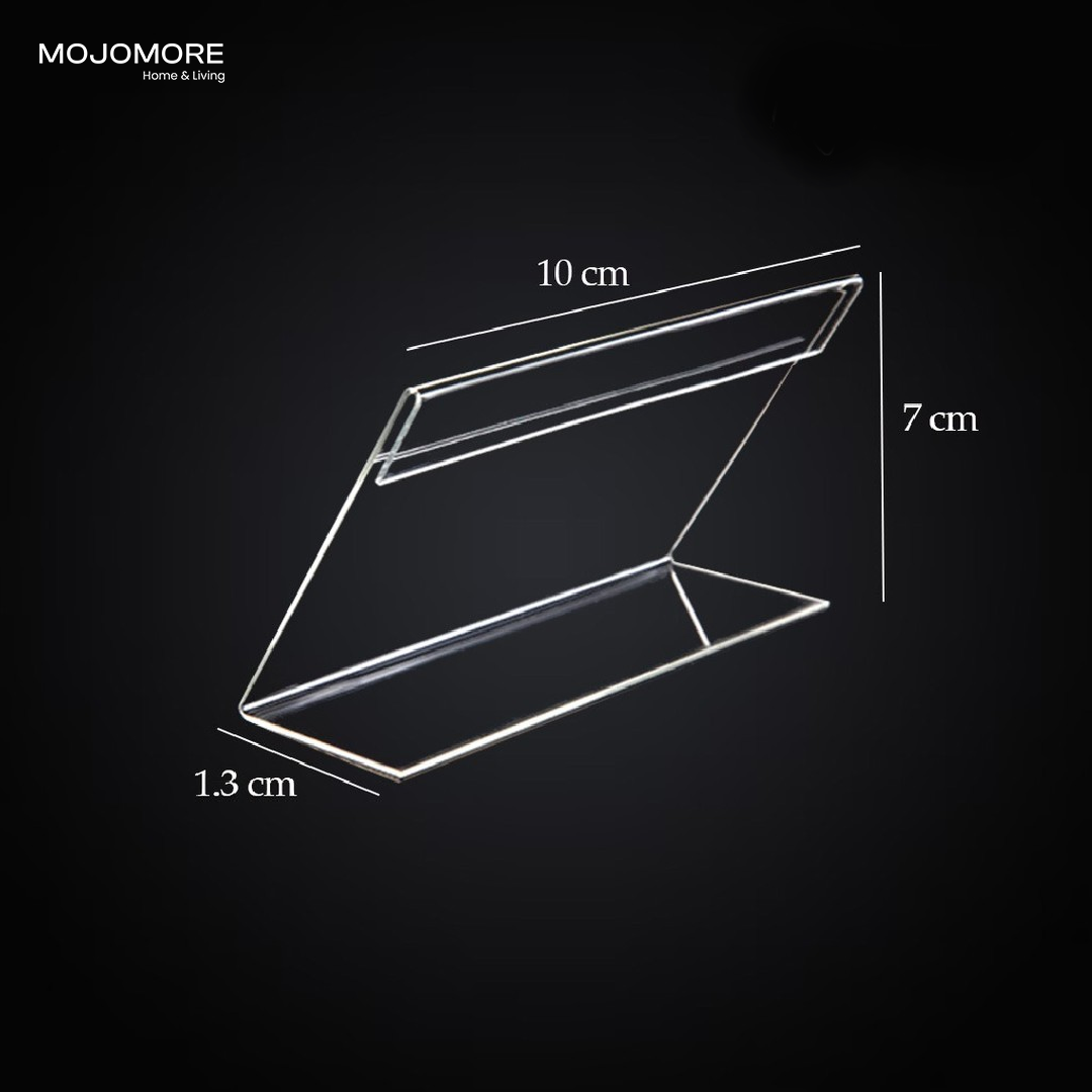 MOJOMORE L Shape Table Sign Display Stand Name Price Card Holder For Retail Bakery Buffet Acrylic Clear Price Name Card