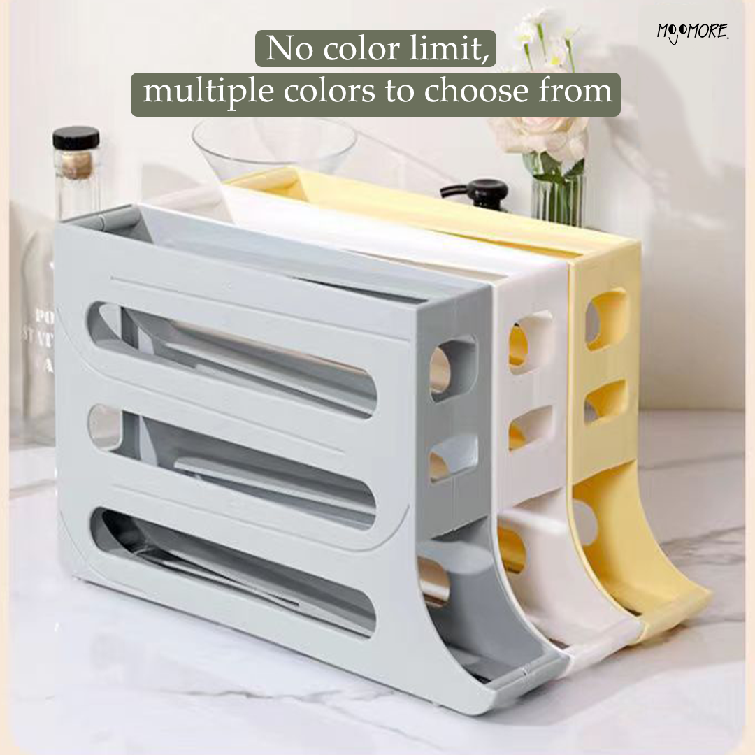 Mojomore Egg Storage Rack 4 Tier Refrigerator Egg Storage Rack Automatic Rolling Egg Storage Dispenser Egg 30 Grid
