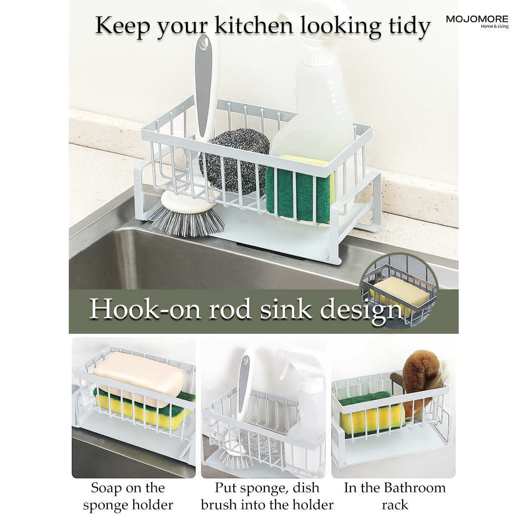 MOJOMORE Kitchen Sink Drain Rack Soap Sponge Holder Drainer Shelf Kitchen Sink Organizer