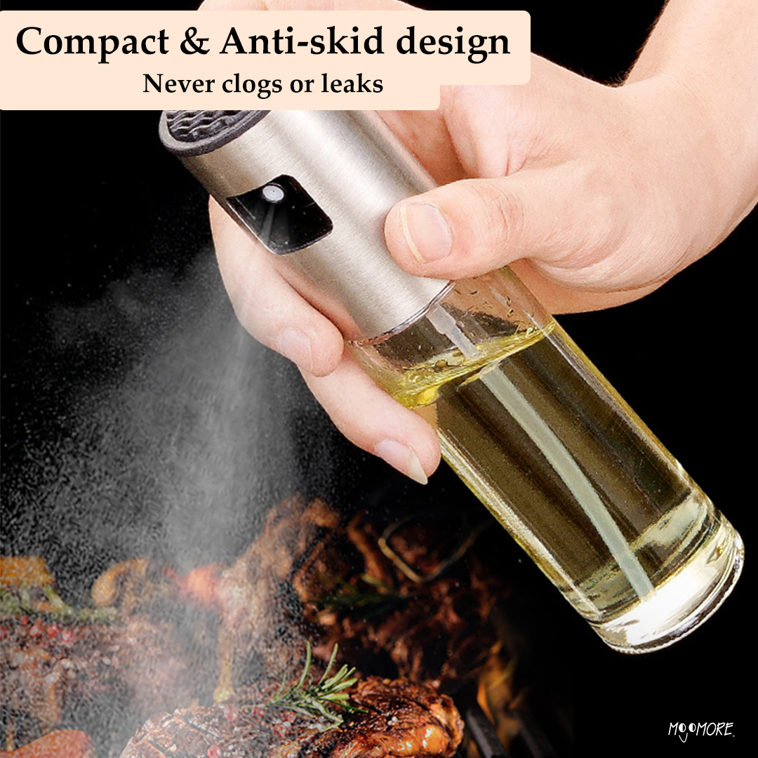 Mojomore Oil spray bottle push spray glass oil bottle kitchen household barbecue stainless steel oil spray bottle