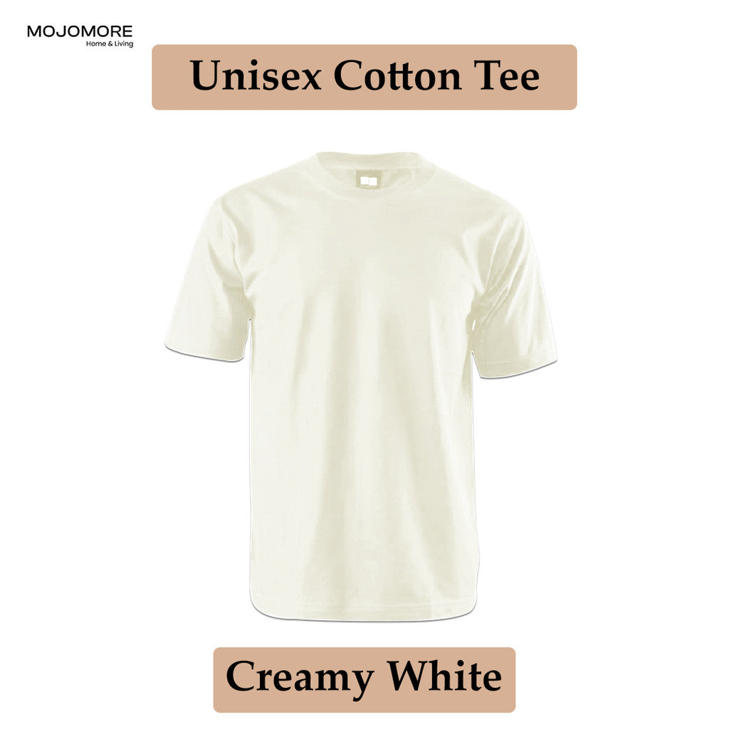 MOJOMORE Creamy White Plus Size T Shirt Plain Oversized Kosong 100% Cotton 170GSM Unisex Baju Man Women