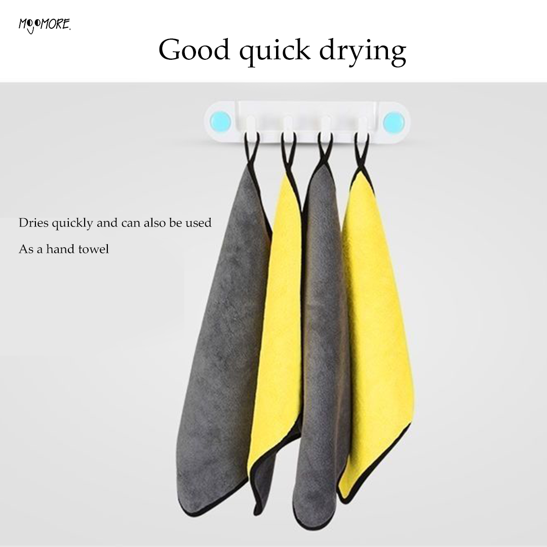 Mojomore Dual Layer Microfiber Car Cleaning Towel Multipurpose High Water Absorption Plush Wax Polish Cloth