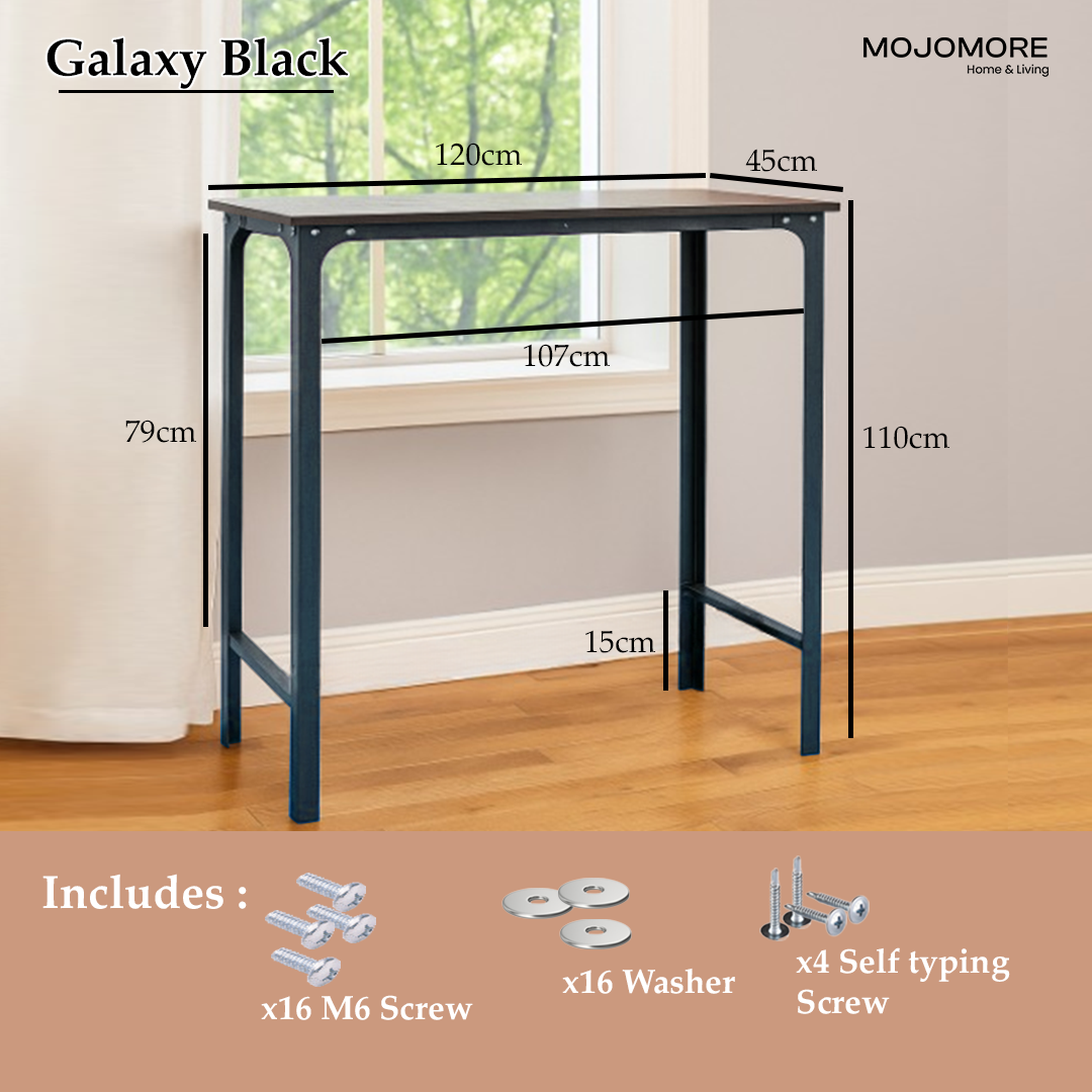 MOJOMORE Long Bar Table with High Bar Stool Home Balcony Coffee Desk Simple Wall leaning Dining Table Meja Belajar