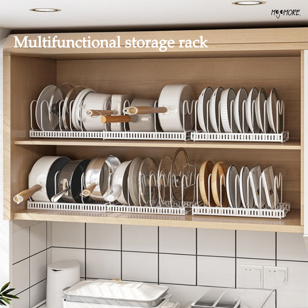 Mojomore Adjustable Extendable Pot Pan Rack Dish Plate Storage Chop Board & Pot Cover Holder