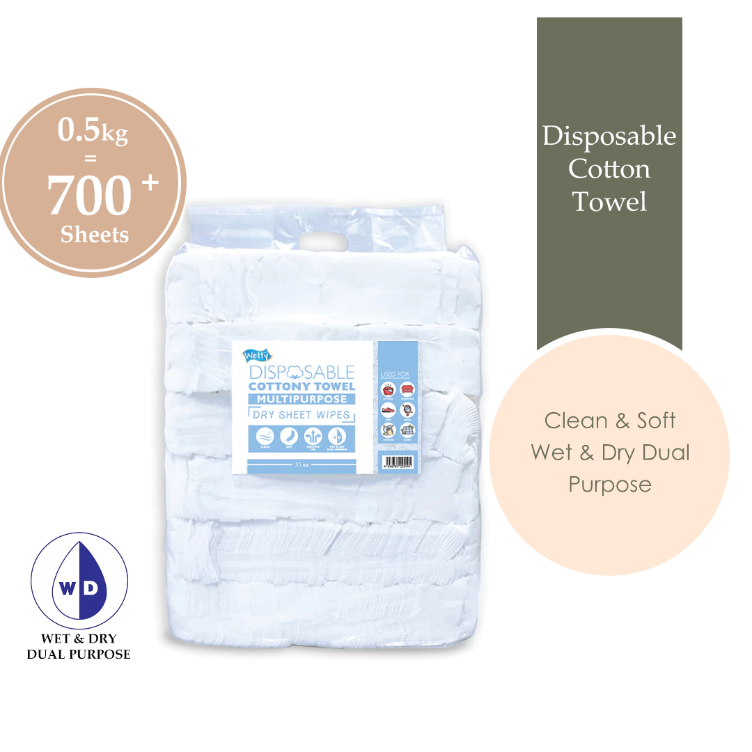 Wetty Disposable Cottony Towel 500g Dry Sheet Wipes