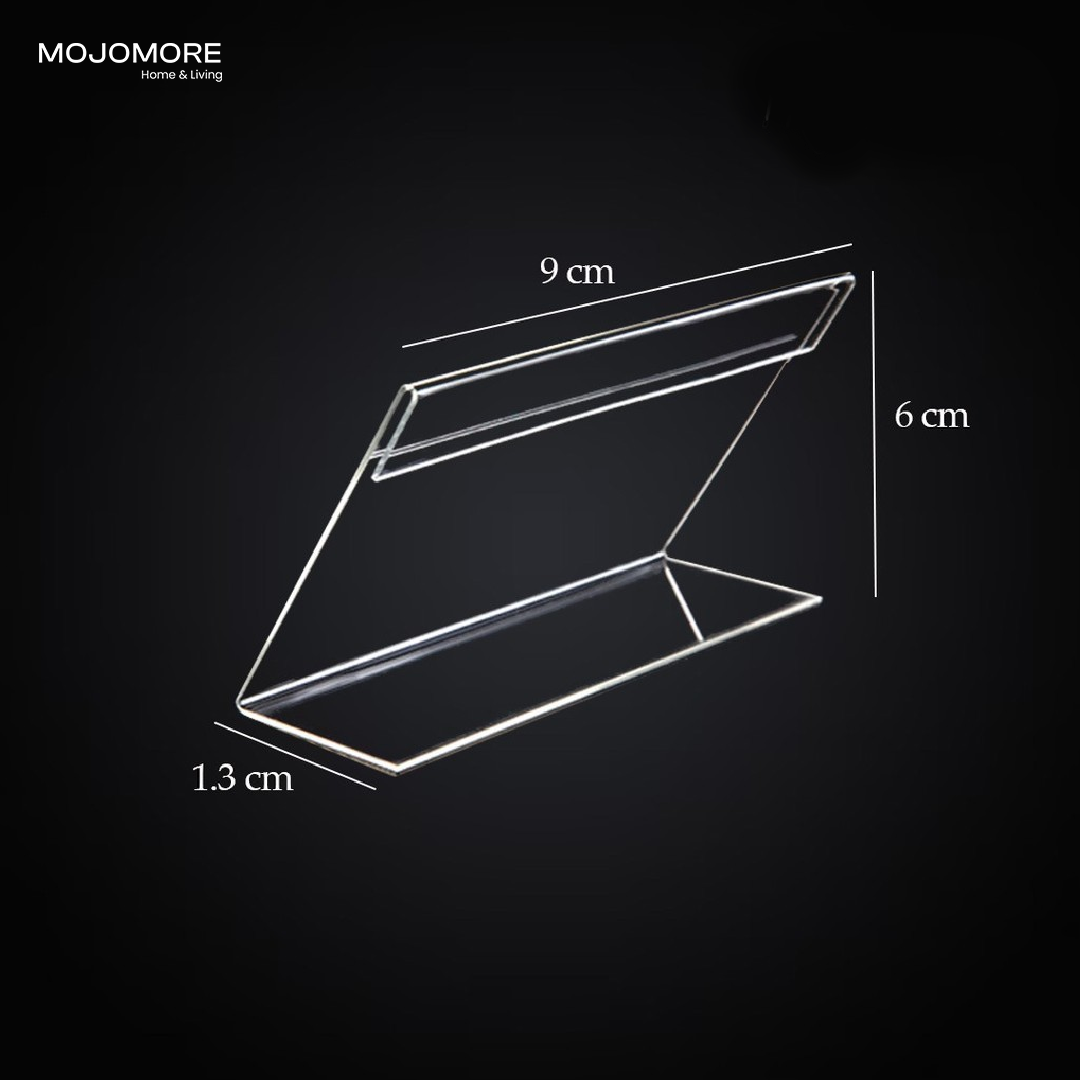 MOJOMORE L Shape Table Sign Display Stand Name Price Card Holder For Retail Bakery Buffet Acrylic Clear Price Name Card