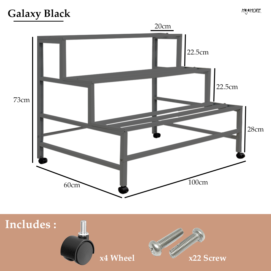 Mojomore 3 Tier Flower Rack Plant Rack Steel Outdoor Pots Garden Rak Pasu Bunga Outdoor Rak Bertingkat