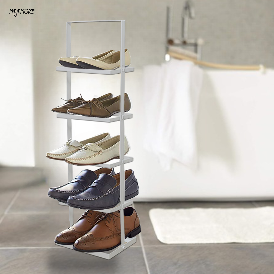 Mojomore Stylish Simple Vertical Iron Shoe Rack Pair Shoe Storage Rack Narrow Multi-Layer Single Row Shoe Rack