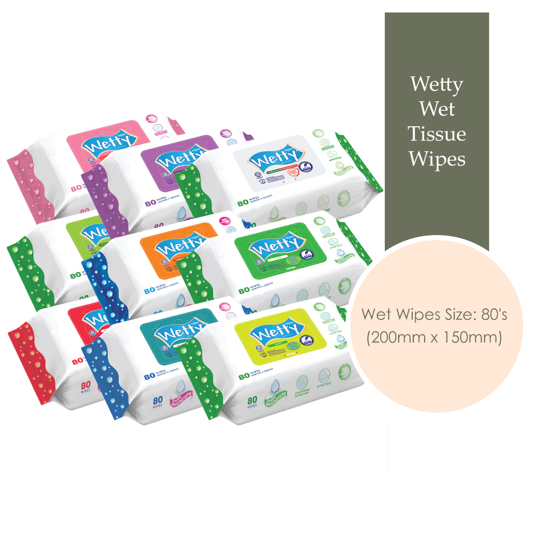 Wetty Wipes 80' Tissue Tisu Basah Tebal Tissu Basah Halal Baby Wipes