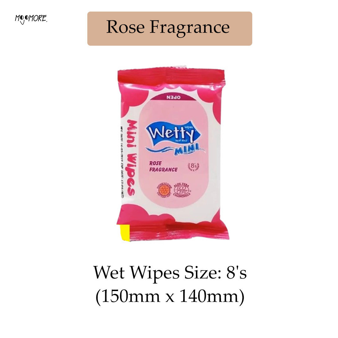 Wetty Mini Wipes 8's Wet Wipes Fragrance Free Wet Tissue Tisu Basah