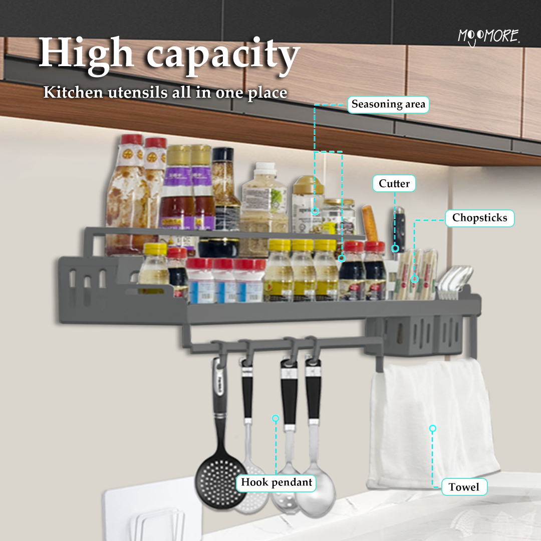 Mojomore Spice Rack Hanging Kitchen Rack Organizer Rak Rempah Dapur Condiment Organizer Wall Mounted Tableware Organizer