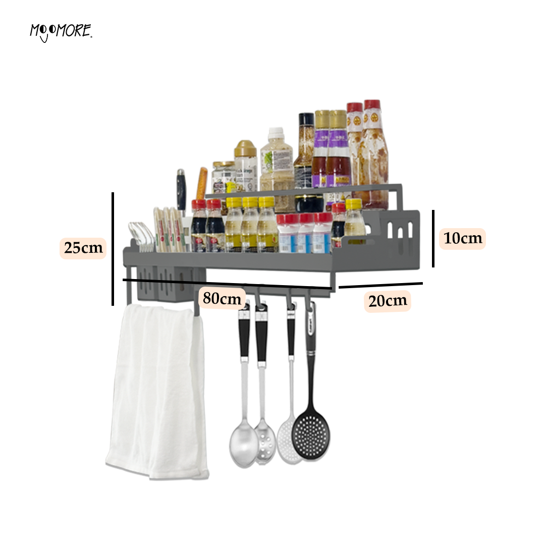 Mojomore Spice Rack Hanging Kitchen Rack Organizer Rak Rempah Dapur Condiment Organizer Wall Mounted Tableware Organizer