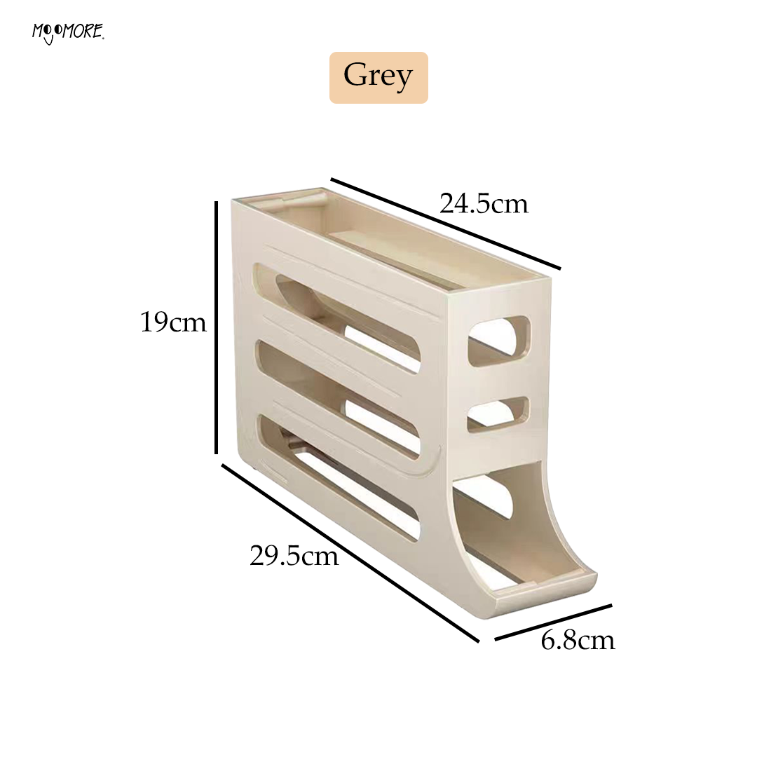 Mojomore Egg Storage Rack 4 Tier Refrigerator Egg Storage Rack Automatic Rolling Egg Storage Dispenser Egg 30 Grid