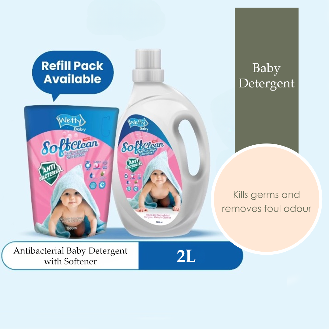 Wetty Baby Detergent Antibacterial Laundry Detergent With Softener Liquid 2000ml