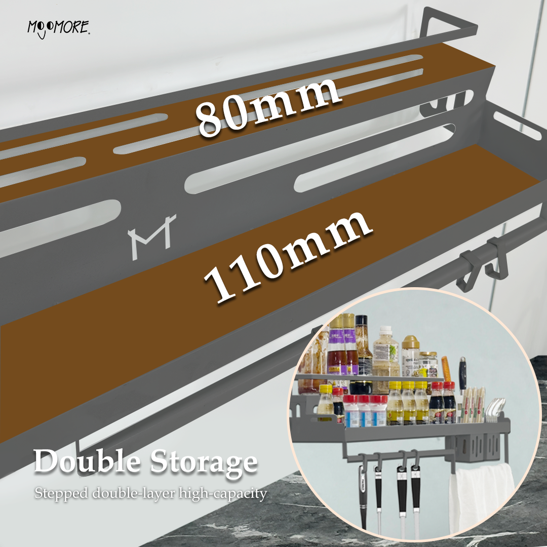 Mojomore Spice Rack Hanging Kitchen Rack Organizer Rak Rempah Dapur Condiment Organizer Wall Mounted Tableware Organizer