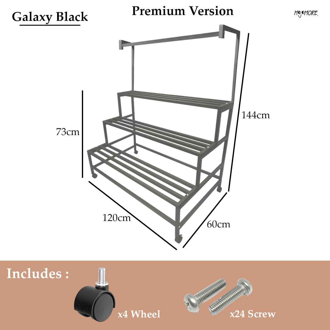Mojomore 3 Tier Flower Rack Plant Rack Steel Outdoor Pots Garden Rak Pasu Bunga Outdoor Rak Bertingkat