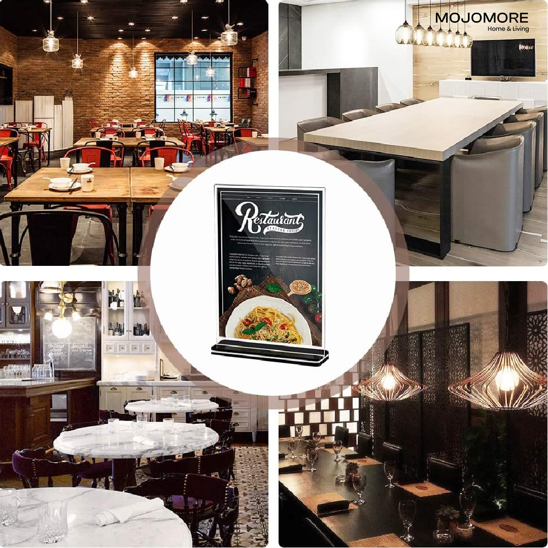 2025 Acrylic Menu Stand Restaurant Promotion Poster Display T-shape Table Menu Holder A6 A5 A4 QR Code Display Holder
