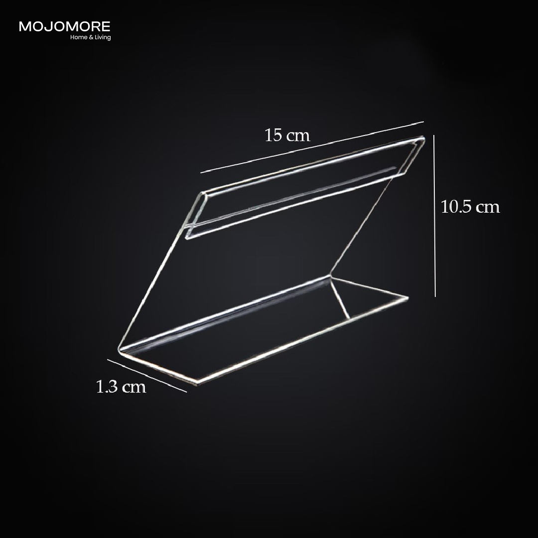 MOJOMORE L Shape Table Sign Display Stand Name Price Card Holder For Retail Bakery Buffet Acrylic Clear Price Name Card