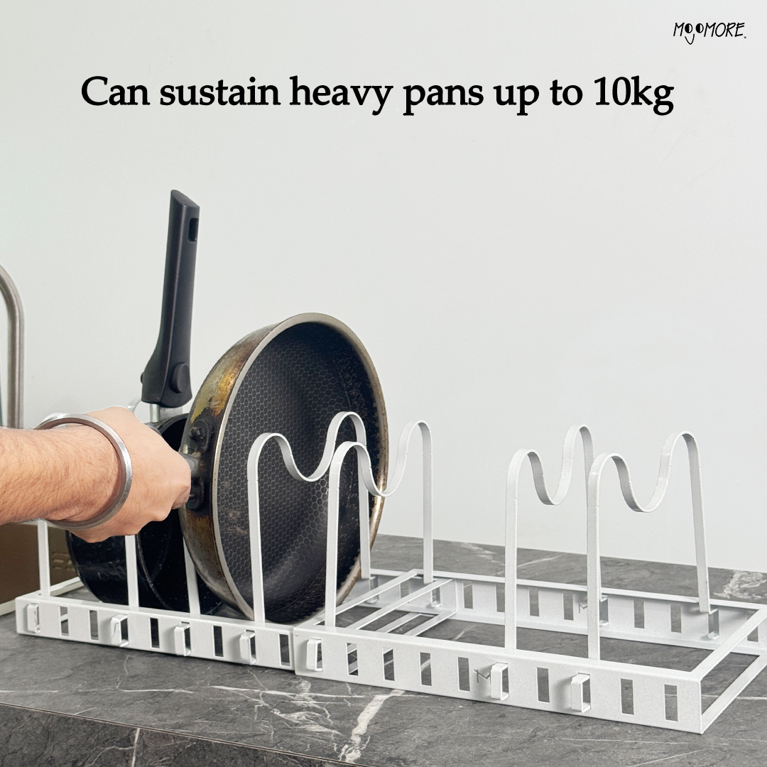 Mojomore Adjustable Extendable Pot Pan Rack Dish Plate Storage Chop Board & Pot Cover Holder