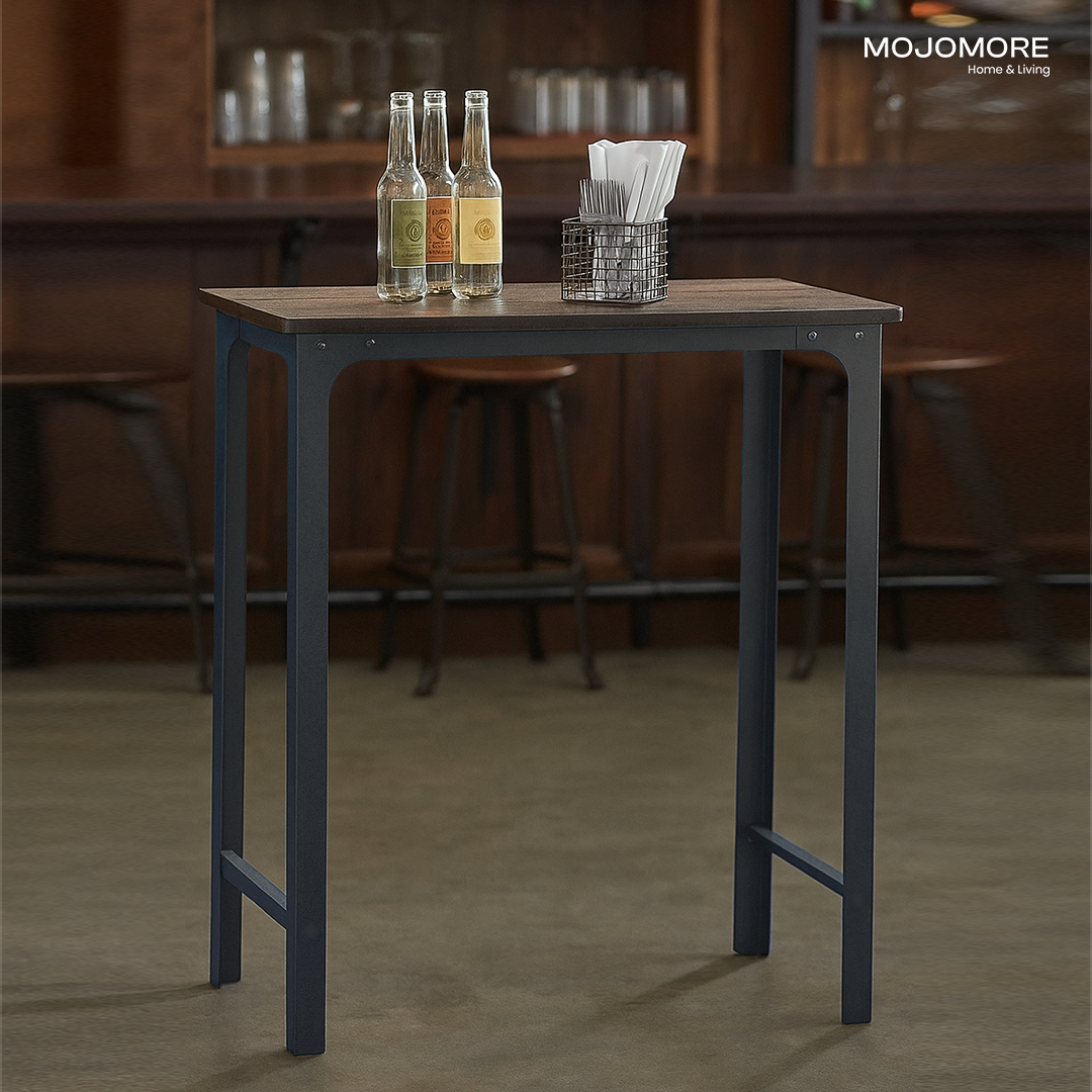 MOJOMORE Long Bar Table with High Bar Stool Home Balcony Coffee Desk Simple Wall leaning Dining Table Meja Belajar