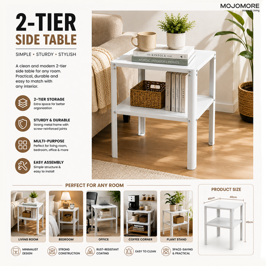 MOJOMORE Heavy Duty Metal Bedside Small Table