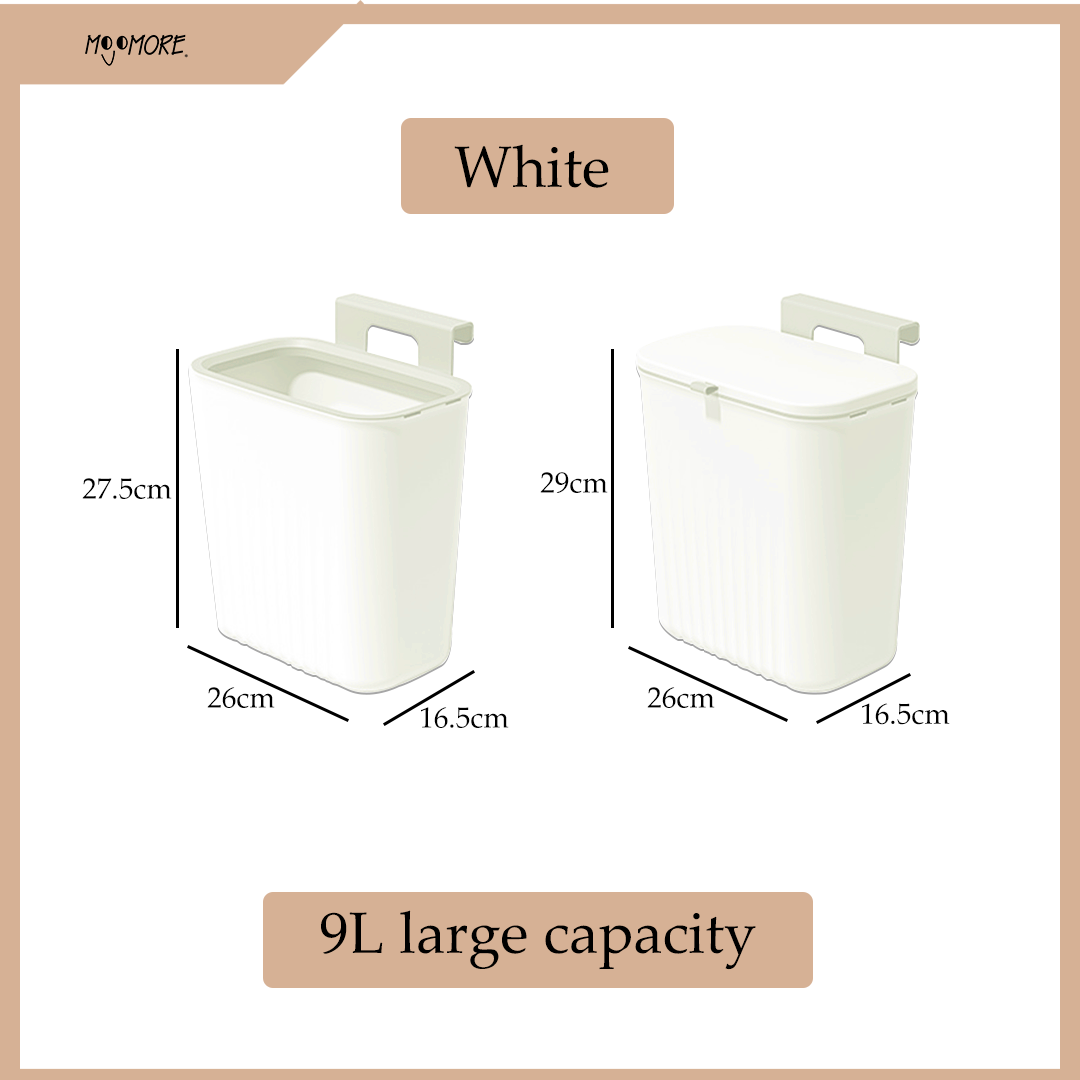 MOJOMORE Wall Mounted Trash Can Dustbin Hanging Kitchen Rubbish Bin Cabinet Door Floor Tong Sampah