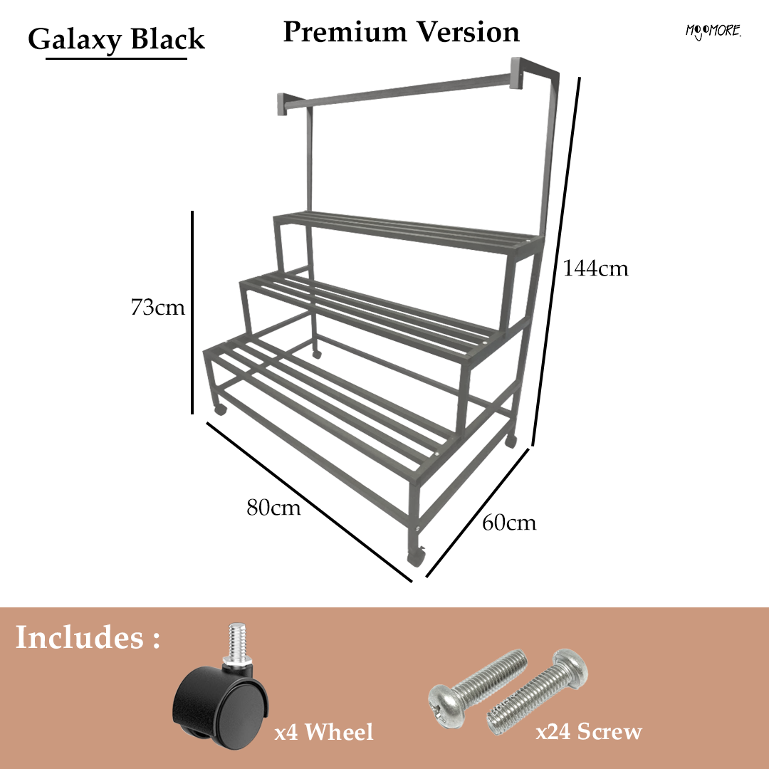 Mojomore 3 Tier Flower Rack Plant Rack Steel Outdoor Pots Garden Rak Pasu Bunga Outdoor Rak Bertingkat