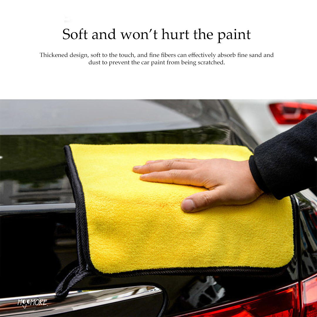 Mojomore Dual Layer Microfiber Car Cleaning Towel Multipurpose High Water Absorption Plush Wax Polish Cloth