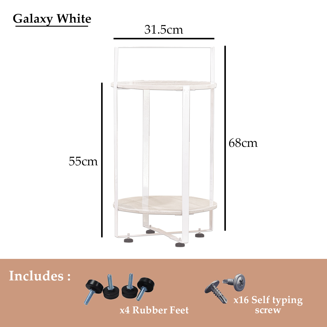 MOJOMORE Modern Resin Round Table -Top End Table with Open Shelf for Living Room