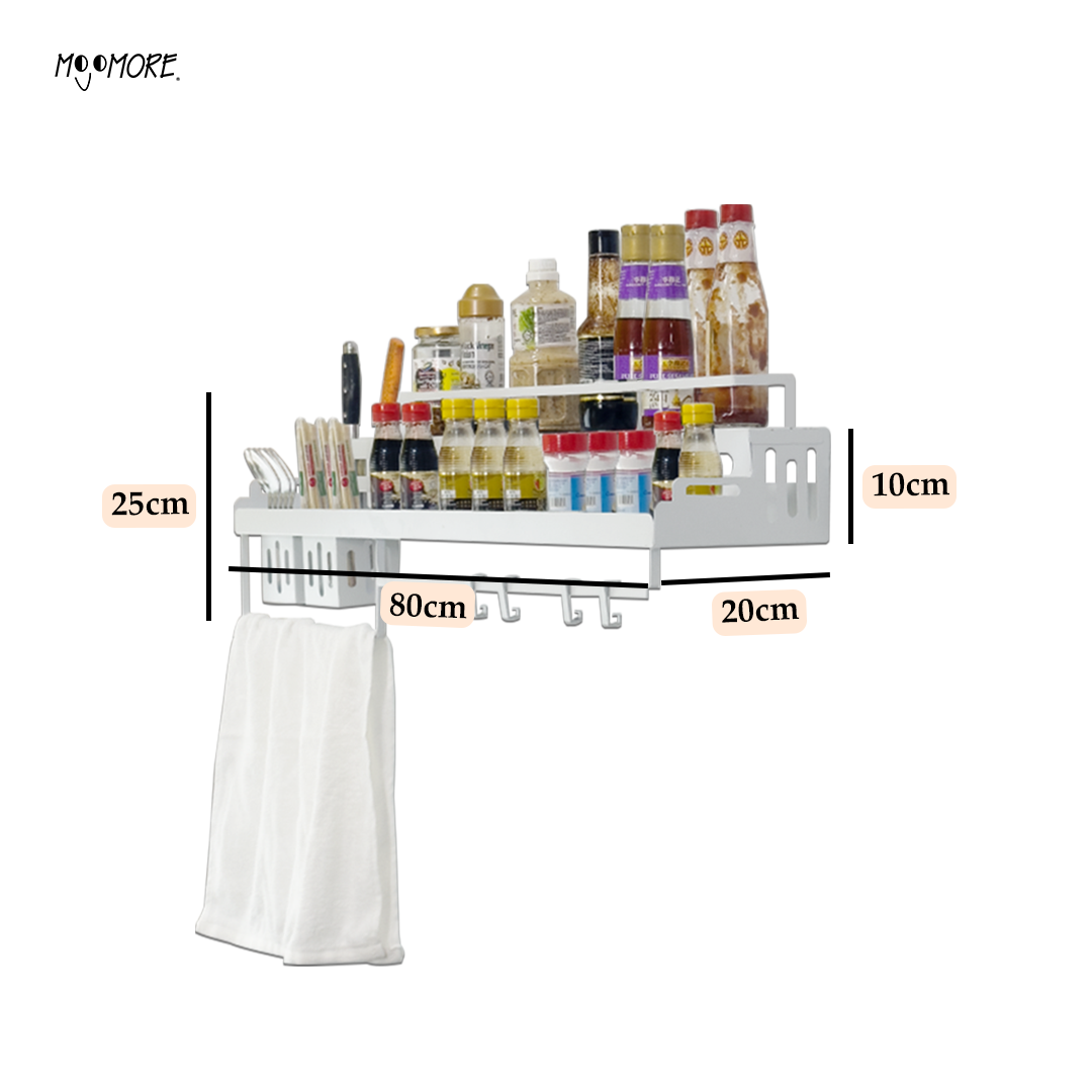 Mojomore Spice Rack Hanging Kitchen Rack Organizer Rak Rempah Dapur Condiment Organizer Wall Mounted Tableware Organizer