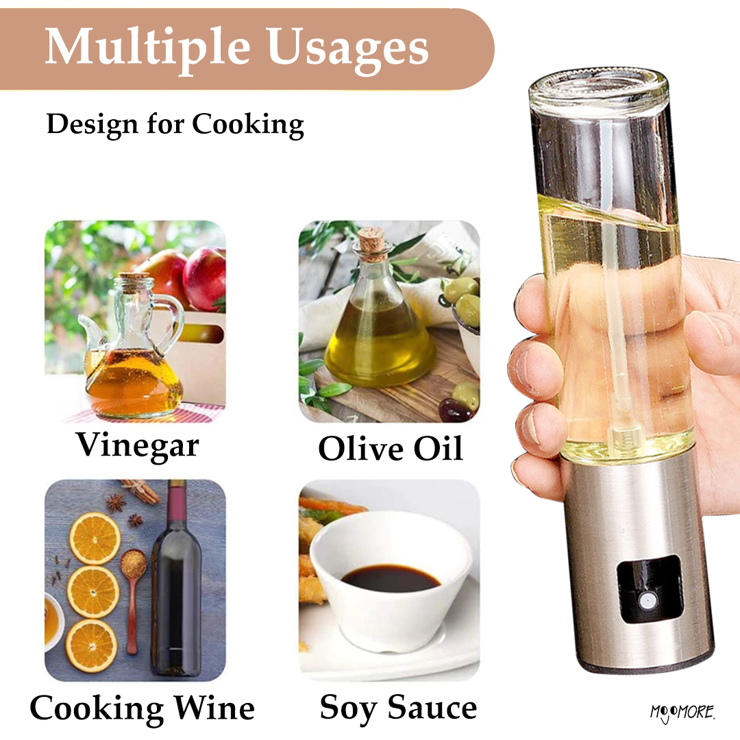 Mojomore Oil spray bottle push spray glass oil bottle kitchen household barbecue stainless steel oil spray bottle