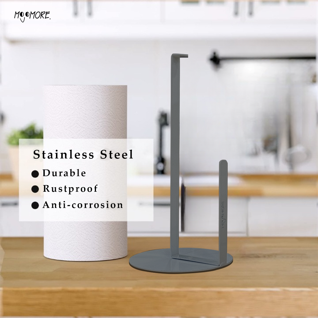 Mojomore Paper Towel Holder Stainless Steel Countertop Roll Kitchen Paper Towel Standing One-Hand Operation Organize