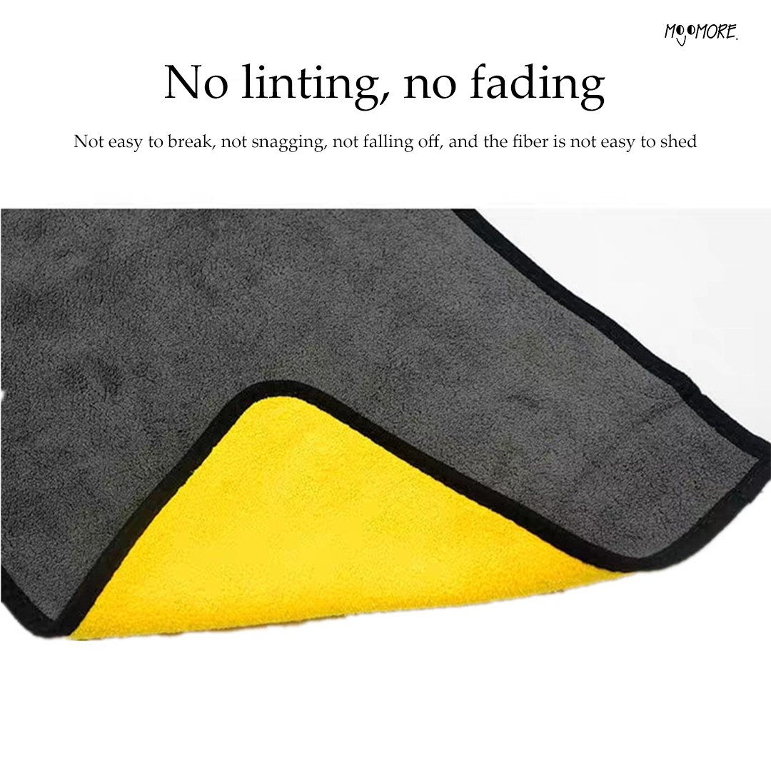 Mojomore Dual Layer Microfiber Car Cleaning Towel Multipurpose High Water Absorption Plush Wax Polish Cloth