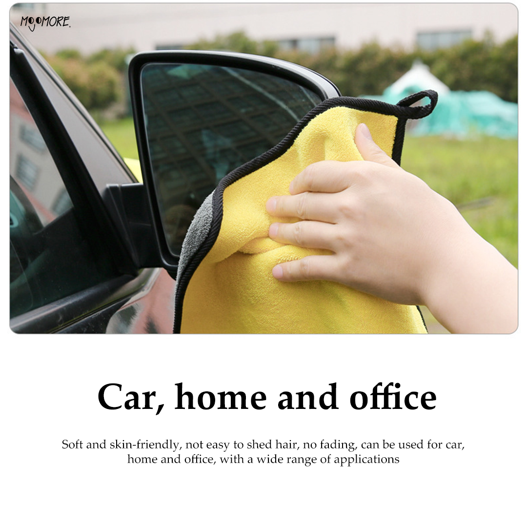 Mojomore Dual Layer Microfiber Car Cleaning Towel Multipurpose High Water Absorption Plush Wax Polish Cloth