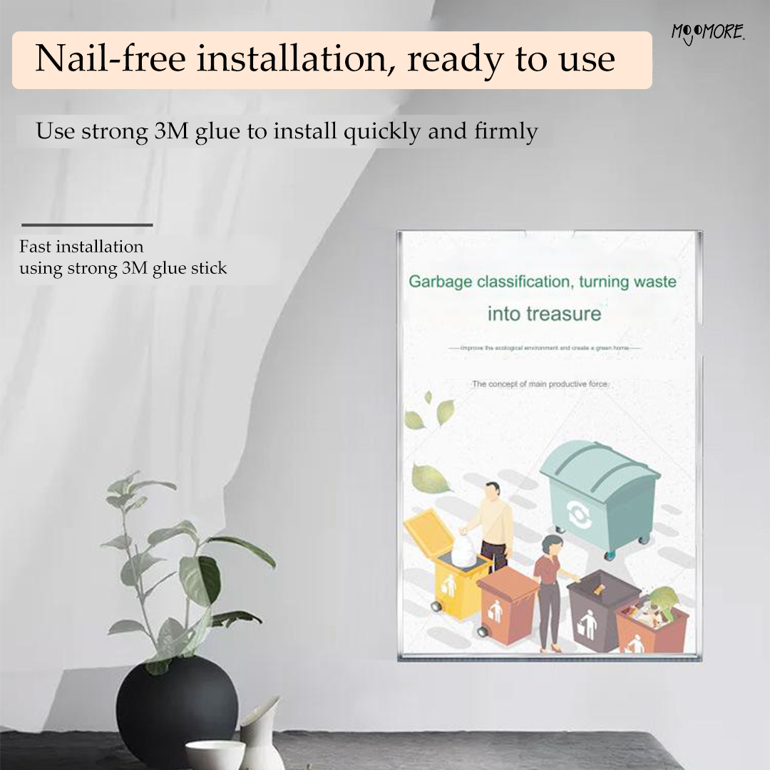 Mojomore A3 A4 A5 Acrylic Wall Display, Acrylic Frame Slot In Memo Document Menu Holder