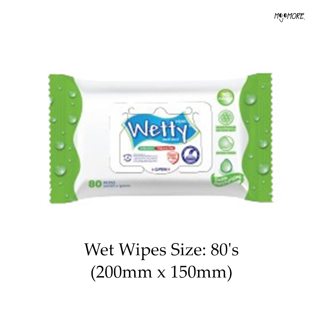 Wetty Antibacterial Wipes 80' Fragrance Free Wet Tisu Basah