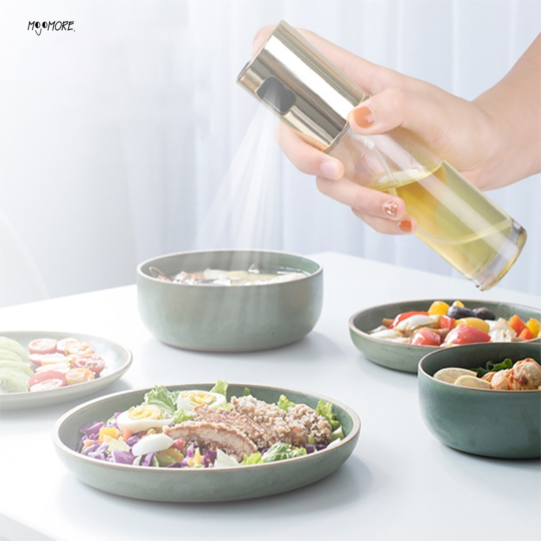 Mojomore Oil spray bottle push spray glass oil bottle kitchen household barbecue stainless steel oil spray bottle