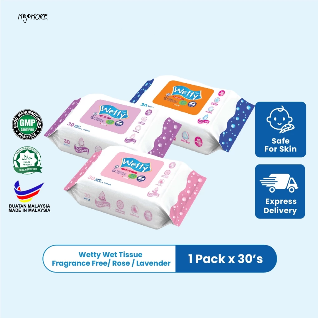 Wetty Wipes 80' Tissue Tisu Basah Tebal Tissu Basah Halal Baby Wipes