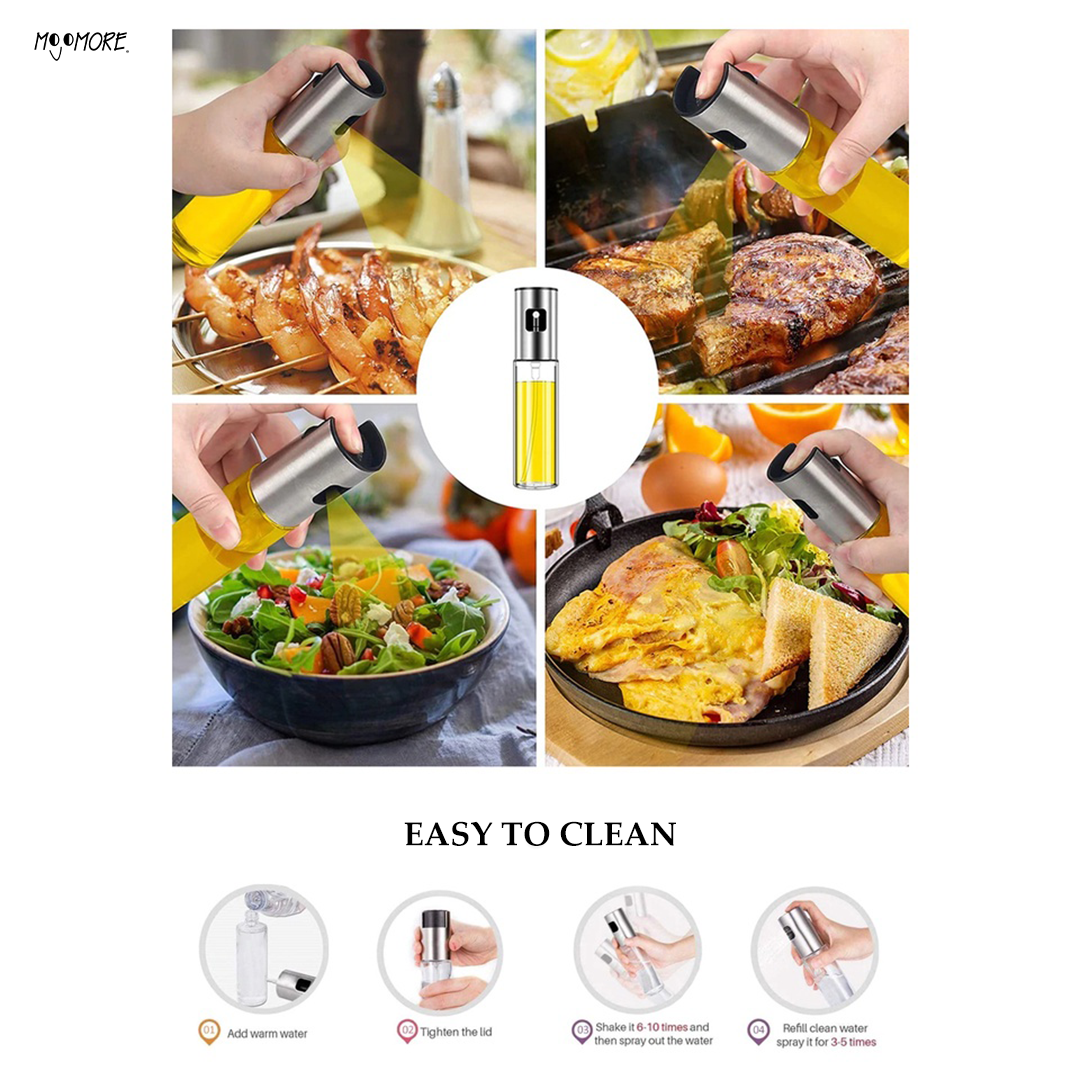 Mojomore Oil spray bottle push spray glass oil bottle kitchen household barbecue stainless steel oil spray bottle
