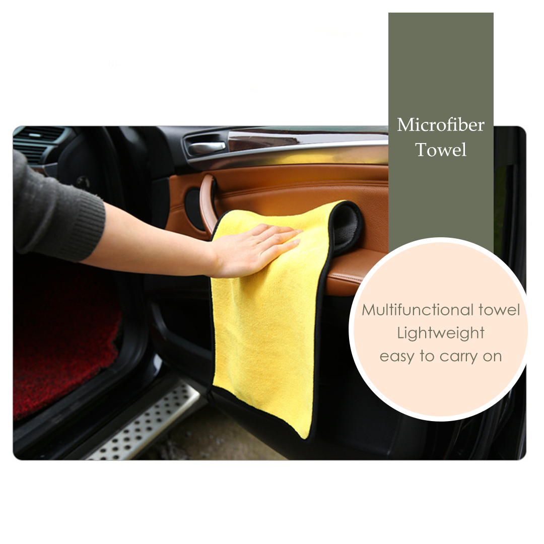 Mojomore Dual Layer Microfiber Car Cleaning Towel Multipurpose High Water Absorption Plush Wax Polish Cloth