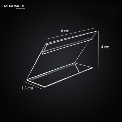 MOJOMORE L Shape Table Sign Display Stand Name Price Card Holder For Retail Bakery Buffet Acrylic Clear Price Name Card