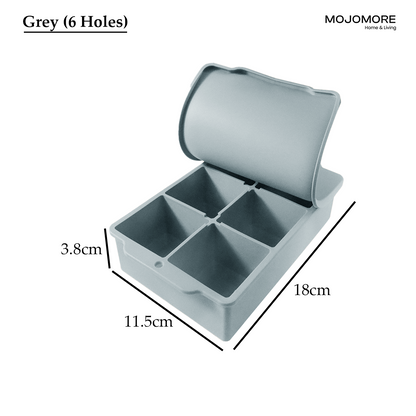 MOJOMORE Silicone Ice Maker 15 Holes Large Ice Cube Mold Jelly Mold Ice Cube Tray With Lid Bekas Ais Batu