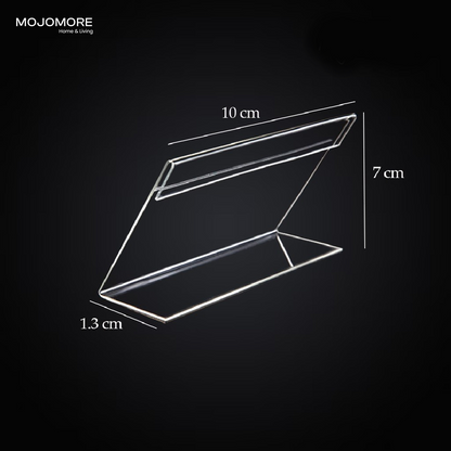MOJOMORE L Shape Table Sign Display Stand Name Price Card Holder For Retail Bakery Buffet Acrylic Clear Price Name Card