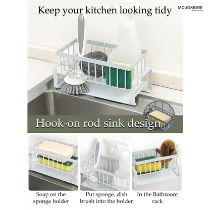 MOJOMORE Kitchen Sink Drain Rack Soap Sponge Holder Drainer Shelf Kitchen Sink Organizer