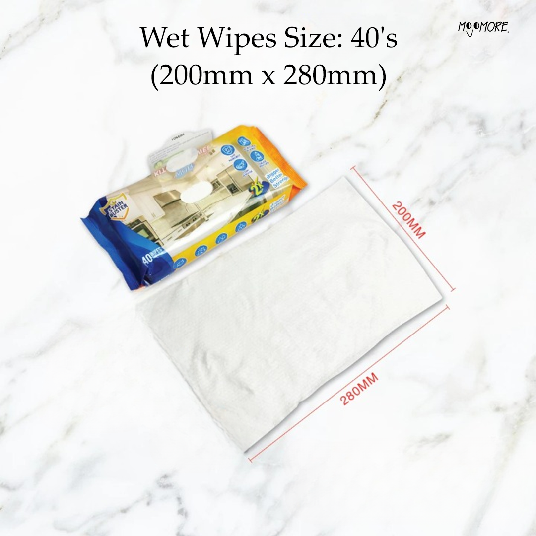 Wetty Kitchen Towel Wipes 40' Lime Fragrance Tuala Basah Antibakteria Bau Lime