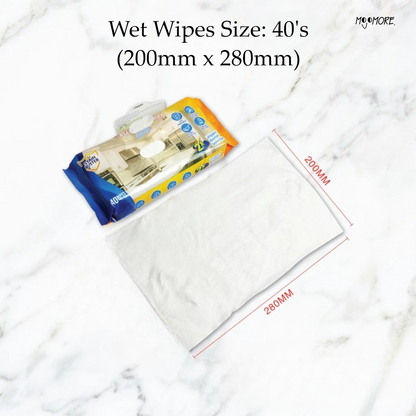 Wetty Kitchen Towel Wipes 40' Lime Fragrance Tuala Basah Antibakteria Bau Lime