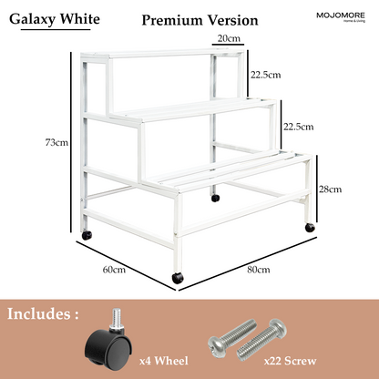Mojomore 3 Tier Flower Rack Plant Rack Steel Outdoor Pots Garden Rak Pasu Bunga Outdoor Rak Bertingkat